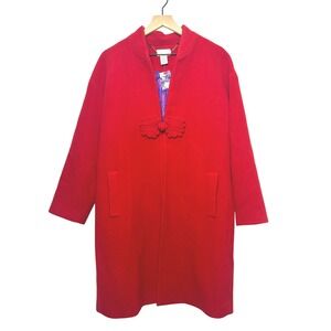 Soft Surroundings Swing Coat Red Wool Blend Women's M Winter Holiday Christmas‎